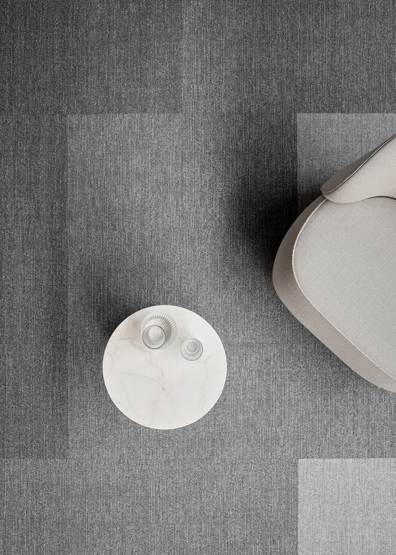 Ege Carpets ReForm Flux Ecotrust tapijt in drie kleurvarianten Stone RF0800770, Grey RF0800760 en Light Grey RF0800740 egaal laag-polig