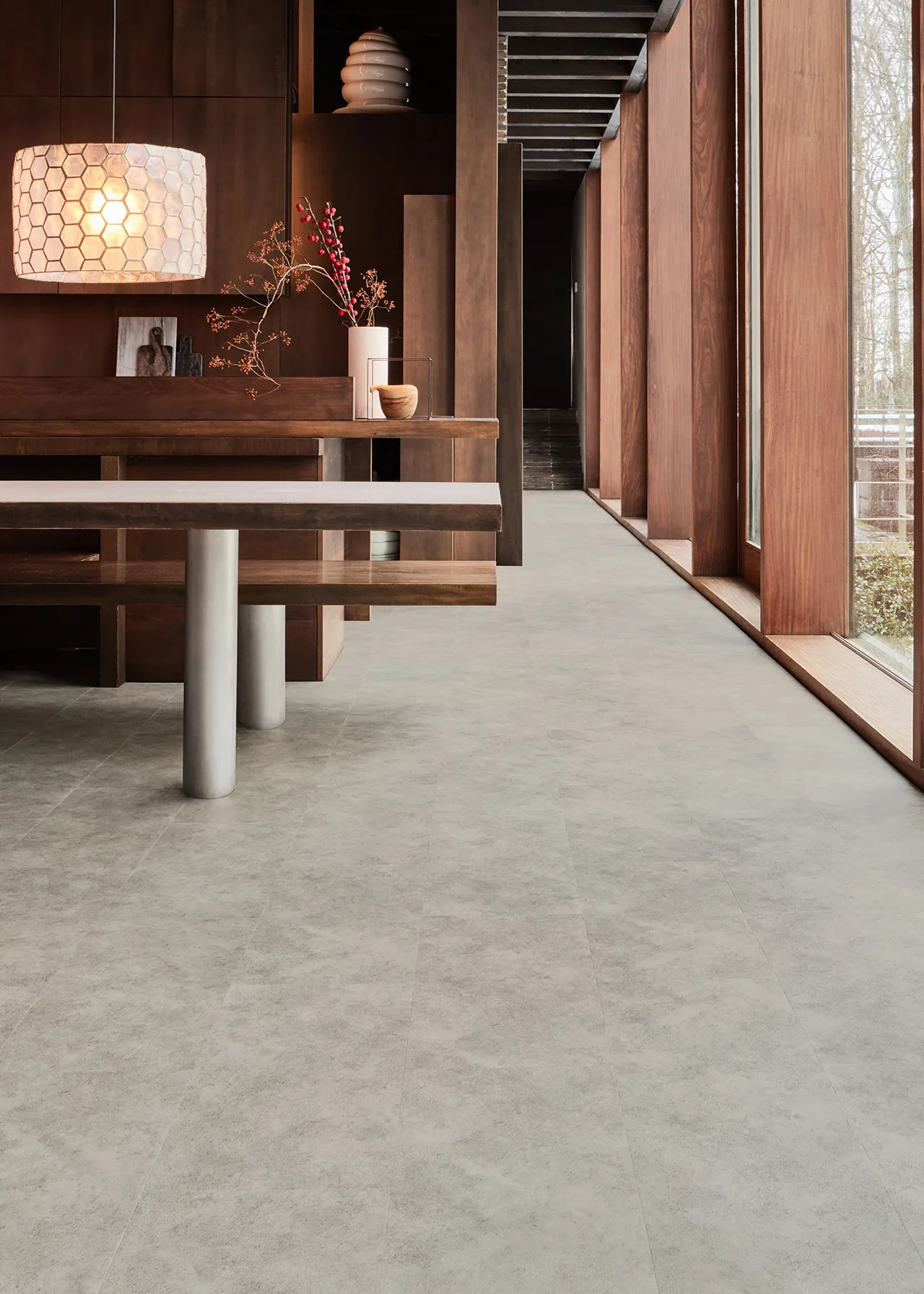 Tarkett iD Evolution non-PVC tegel in Oslo Concrete Light Grey betonlook.