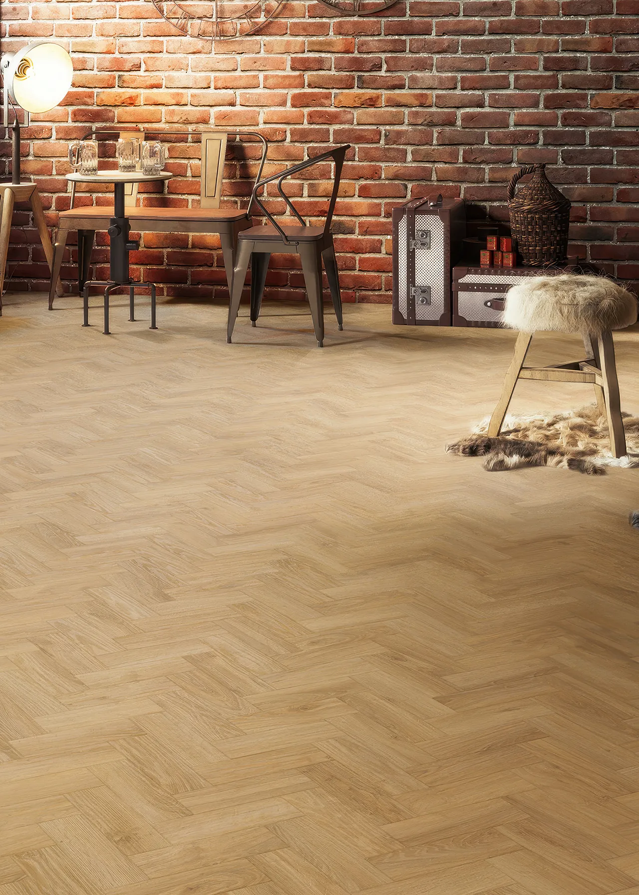 Tarkett iD Inspiration Classics PVC visgraat in English Oak Classical Mini Parquet patroon.