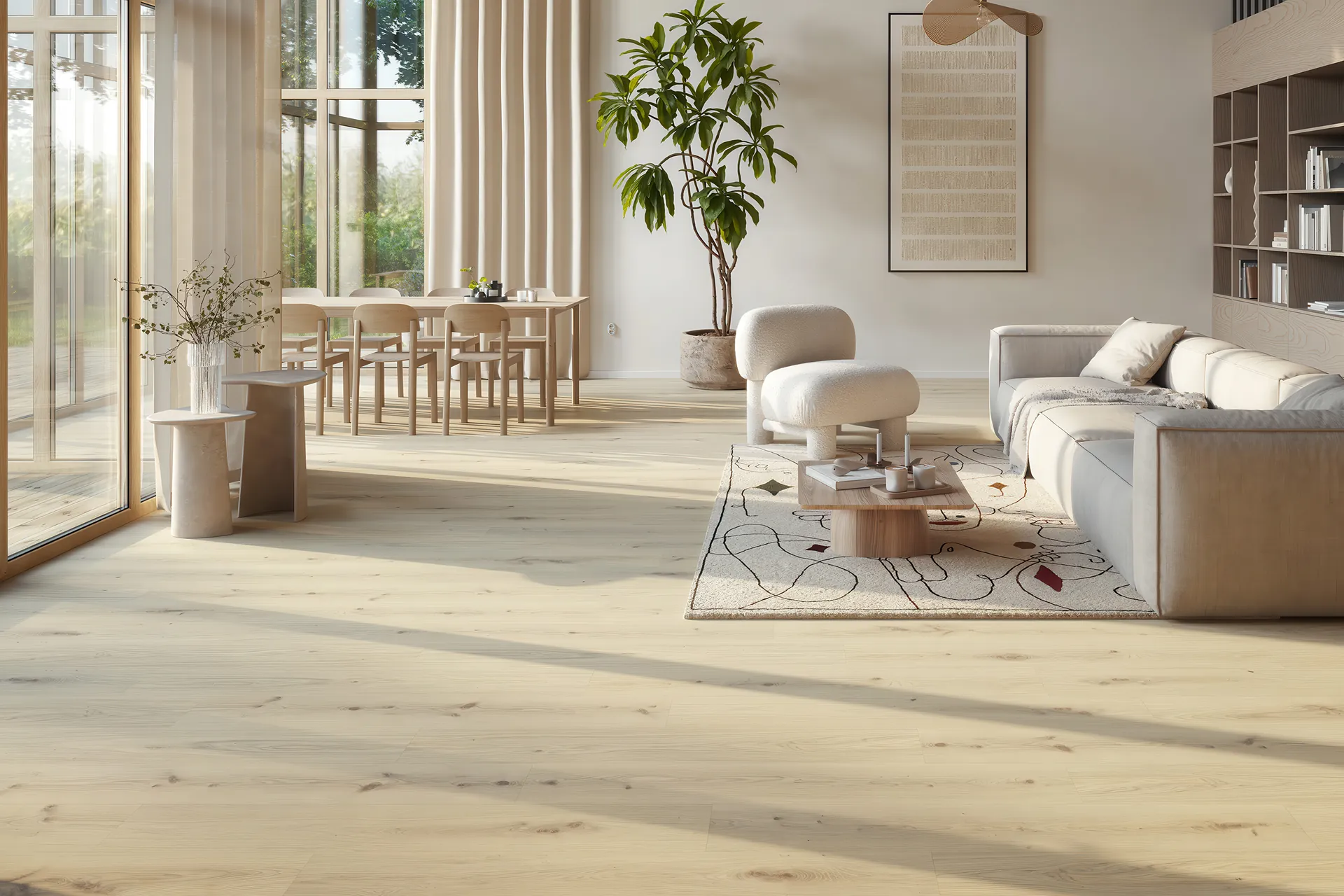 Tarkett PVC vloeren collectie met iD Evolution Rigid in Delicate Oak Desert houtlook.