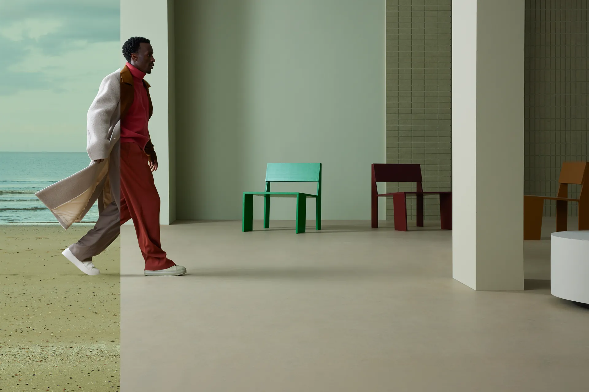 Forbo Marmoleum Concrete vloer in Shale 3758 natuurlijk linoleum met minerale textuur