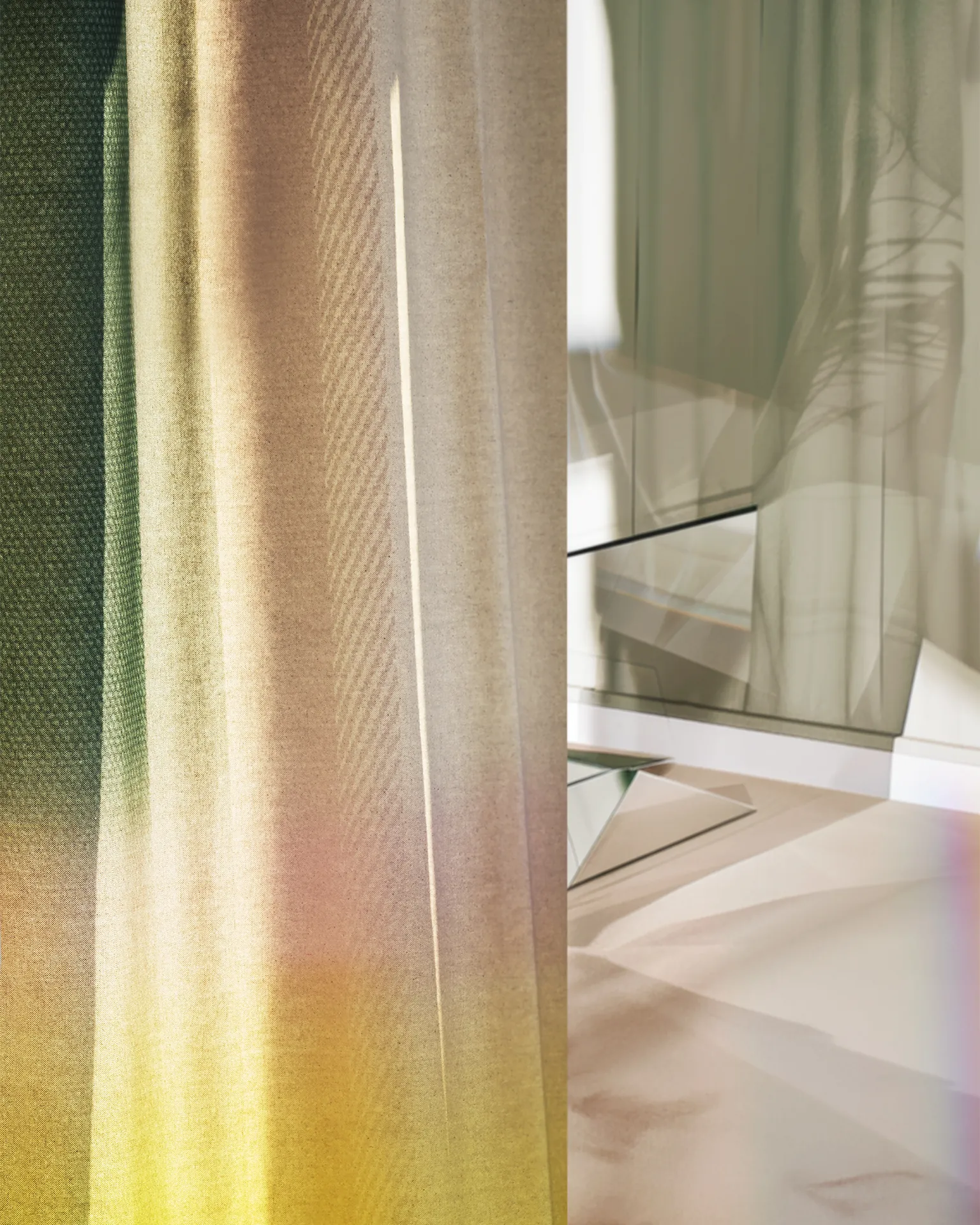 Gordijnen van Kvadrat Frequency met lichtinval